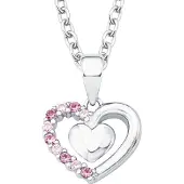 Prinzessin Lillifee Herzkette "2017951", rosa (silber, 925, pink, rosa), Halsketten, Kinder, Silber 925 (Sterlingsilber), L: 38 B: 1,1mm, Herzkette, mit Zirkonia (synth.), B:1,1mm