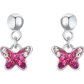 Prinzessin Lillifee Paar Ohrhänger "Schmetterling", pink (silberfarben, weiß, pink, rosa, weiß, pink, rosa), Ohrringe, Kinder, Silber 925 (Sterlingsilber), Paar Ohrhänger, mit Preciosa Crystal