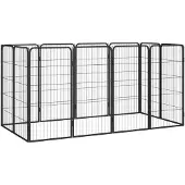 vidaXL 12-tlg. Hundelaufstall Schwarz 50x100cm Stahl Pulverbeschichtet