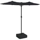 vidaXL Doppel-Sonnenschirm Schwarz 316x145 cm