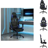 vidaXL Gaming-Stuhl mit Fußstütze Schwarz und Blau Kunstleder - Gaming-Sessel