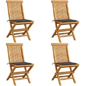 vidaXL Klappstühle mit Anthrazit Kissen 4 Stk. Massivholz Teak