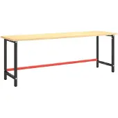 The Living Store Werkbankgestell Mattschwarz und Mattrot 220x57x79 cm Metall