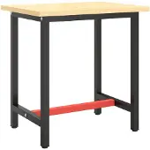 The Living Store Werkbankgestell Mattschwarz und Mattrot 70x50x79 cm Metall