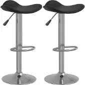 The Living Store Barhocker 2 Stk. Schwarz Verchromter Stahl und Kunstleder