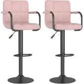 The Living Store Barhocker 2 Stk. Rosa Samt