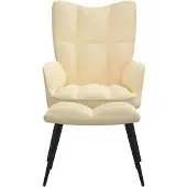 The Living Store Relaxsessel mit Hocker Cremeweiß Samt