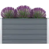 vidaXL Hochbeet 100 x 100 x 45 cm Verzinkter Stahl Grau