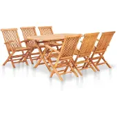 vidaXL 7-tlg. Garten-Essgruppe Klappbar Massivholz Teak