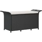 vidaXL Gartenbank mit Kissen Schwarz 116x46x57 cm Poly Rattan