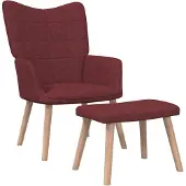 vidaXL Relaxsessel mit Hocker Weinrot Stoff