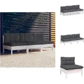vidaXL 3-Sitzer-Gartensofa mit Anthrazit Kissen Massivholz Kiefer - Gartensofas