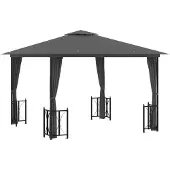 vidaXL Pavillon mit Seitenwänden & Doppeldach 3x3 m Anthrazit