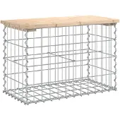 vidaXL Gartenbank aus Gabionen 63x31,5x42 cm Massivholz Kiefer