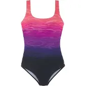 LASCANA Badeanzug , Damen, Gr. 48, Cup F, pink (pink bedruckt), Elasthan, Polyamid, Farbverlauf, Badeanzüge Badeanzug, mit Batikprint und Shaping-Effekt, Topseller