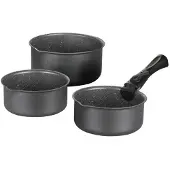 Arthur Martin 3er-Set mattgraue Kochtöpfe (16, 18, 20 cm) + 1 abnehmbarer Griff – Aluminium – Antihaftbeschichtung – Für alle Herdarten geeignet, inklusive Induktion