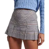Superdry für Damen. W7210267A Grau karierter Faltenrock 1/2 (L), Lässig, Polyester