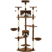 The Living Store Katzen-Kratzbaum mit Sisal-Kratzsäulen 203 cm Braun und Weiß