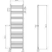 LuxeBath Badheizkörper Seitenanschluss, 500x1800 mm, Weiß, gerade, ohne Heizstab
