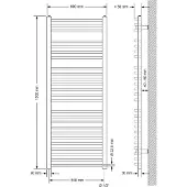 LuxeBath Badheizkörper Sahara, 600x1500 mm, Weiß, gebogen mit Seitenanschluss, ohne Heizstab