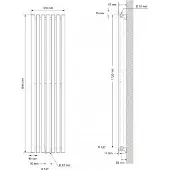 LuxeBath Flachheizkörper Einlagig, 370x1800 mm, Weiß, mit Mittelanschluss, ohne Heizstab