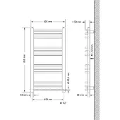 LuxeBath Badheizkörper Sahara, 500x800 mm, Weiß, gebogen mit Seitenanschluss, ohne Heizstab
