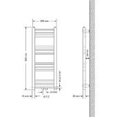 LuxeBath Badheizkörper Sahara, 300x800 mm, Weiß, gerade mit Mittelanschluss, ohne Heizstab