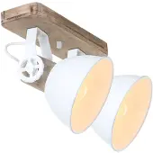 Steinhauer Deckenspot Gearwood weiß/holz hell, 2-flg., Länge 32 cm