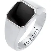 KUZZOI Siegelring "Ring Herren Siegelring Emaille Schwarz Basic 925 Silber" Gr. 56, silber, Fingerringe, Herren, 56, ohne Stein, Silber 925 (Sterlingsilber), 10mm, Siegelring