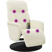 vidaXL Massagesessel mit Fußteil Creme Samt