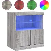 vidaXL Sideboard mit LED-Leuchten Grau Sonoma 60x37x67 cm