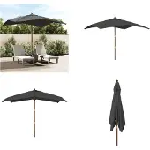 vidaXL Sonnenschirm mit Holzmast Anthrazit 300x300x273 cm