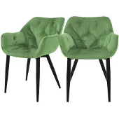 ML-Design 2er Set Esszimmerstuhl mit Rückenlehne, Salbei, aus Samt