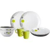 Brunner Geschirrset Space 8-tlg. Melamin rutschfest für 2 weiß grau lime