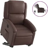 vidaXL Relaxsessel mit Aufstehhilfe Elektrisch Braun Kunstleder