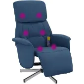vidaXL Massagesessel mit Fußteil Blau Stoff