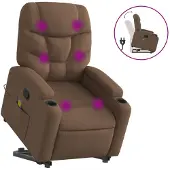 vidaXL Massagesessel mit Aufstehhilfe Braun Stoff