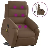 vidaXL Massagesessel mit Aufstehhilfe Braun Stoff