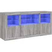 vidaXL Sideboard mit LED-Leuchten Grau Sonoma 142,5x37x67 cm