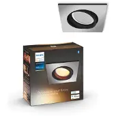 Philips White ambience Milliskin eckiger Einbauspot silber Erweiterung, Intelligenter Einbaustrahler, Bluetooth/Zigbee, Aluminium, LED, Synthetik, GU10