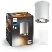 Philips Hue White ambience Pillar Einzelspot weiß + Dimmschalter, Intelligentes Leuchtmittel, Bluetooth/Zigbee, Weiß, LED, Metall, GU10