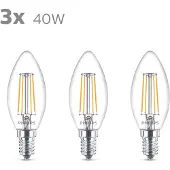 Philips LED-Kerzenlampe E14 B35 4,3W klar 3er-Pack