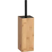 Wenko WC-Garnitur "Padua", schwarz (natur, schwarz), B:10cm H:38cm L:10cm, Bambus-Polyester, Metall, Reinigungsbürsten, WC-Garnitur, Bambus