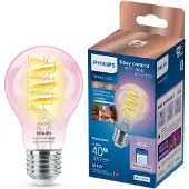 Philips Smart Lighting Philips Smarte LED RGB Filament-Lampe A60, E27, 470 lm, Intelligentes Leuchtmittel, Wi-Fi/Bluetooth, Transparent, Wi-Fi 4 (802.11n), 802.11b, 802.11g, LED, E27