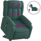 vidaXL Elektrischer Massagesessel mit Aufstehhilfe Dunkelgrün Stoff