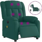 vidaXL Massagesessel Elektrisch Dunkelgrün Stoff