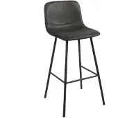 Livin24 Bronx71 Barhocker Leder Mikky 65 - 78 cm schwarz/anthrazit