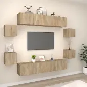 The Living Store 8-tlg. TV-Schrank-Set Sonoma-Eiche Holzwerkstoff