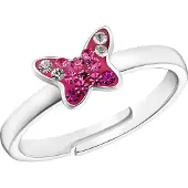 Prinzessin Lillifee Fingerring "Schmetterling", pink (silberfarben, pink, rosa, kristallweiß), Fingerringe, Damen, 1,2 g, Silber 925 (Sterlingsilber), 1,8mm, Fingerring, mit Preciosa Crystal