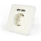 EnerGenie EG-ACU2A2-01, 2 x USB + CEE 7/3, CEE 7/4, Weiß, CE, 250 V, 16 A